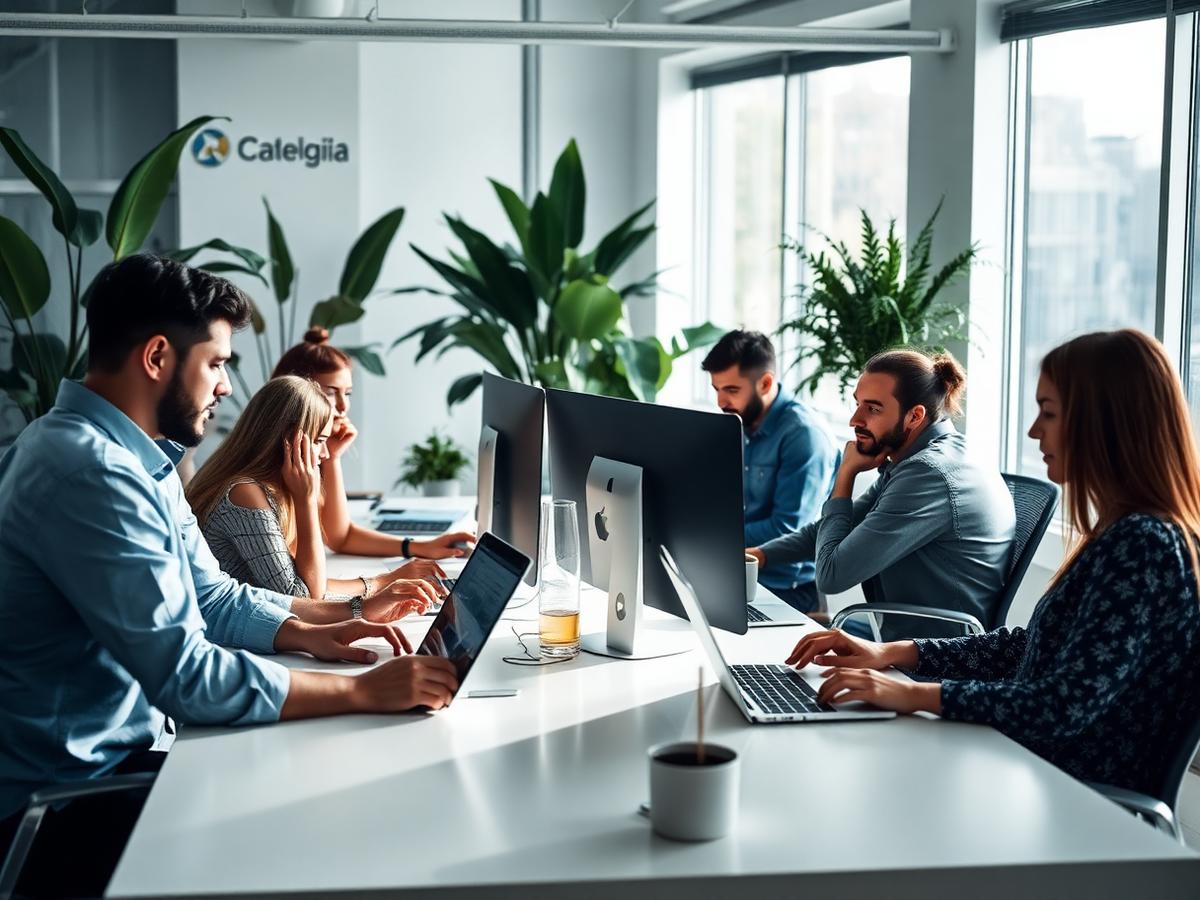 Equipe corporativa trabalhando em escritório atendido pela SITITECH